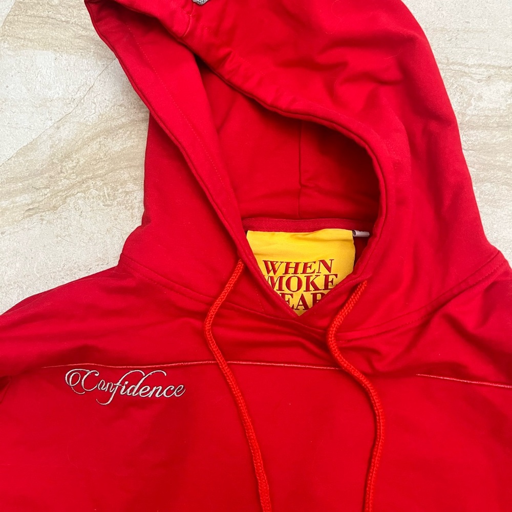 Red Hoodie with Embroidered Detail